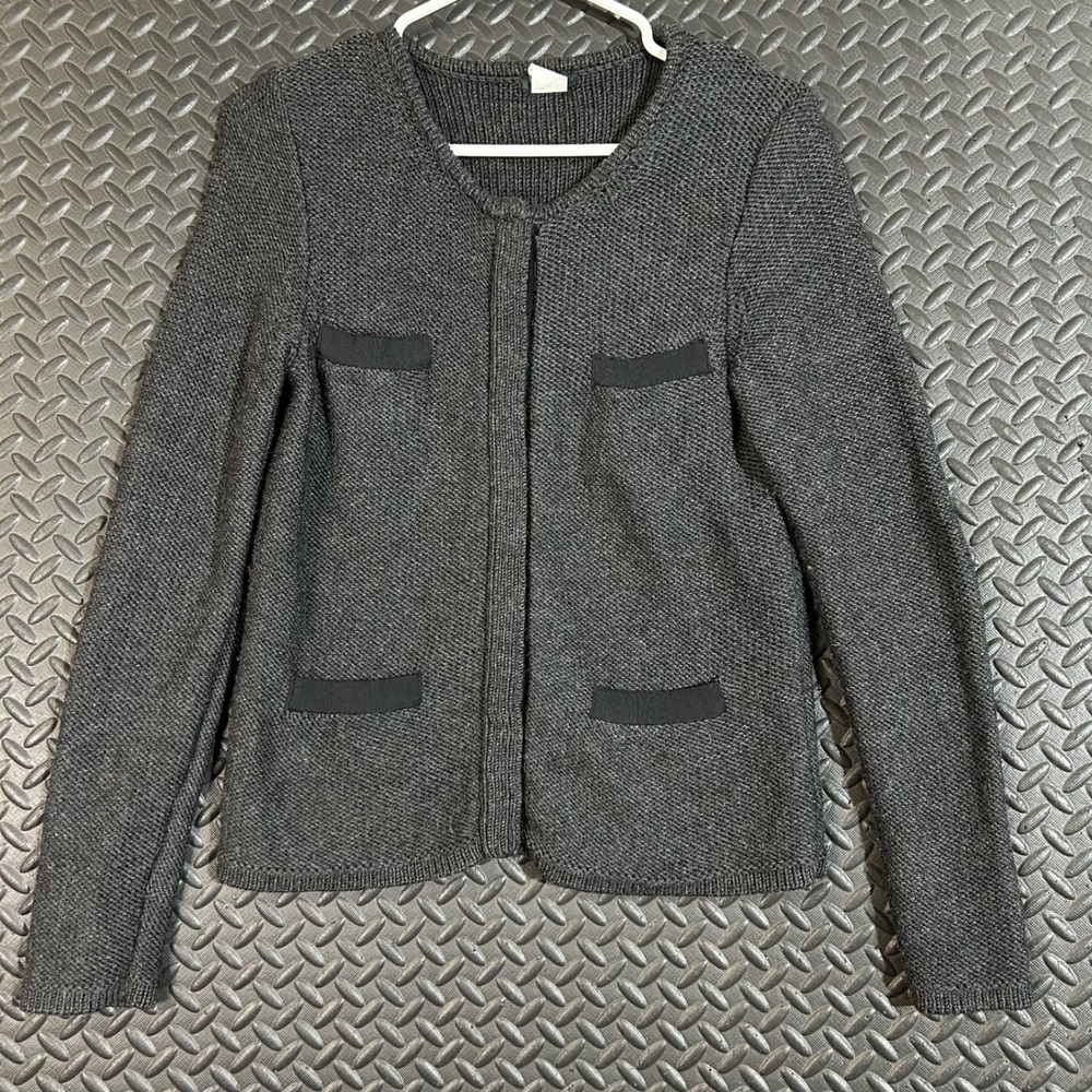 J. Crew 100%‎ Wool Gray Full Zip Knit Cardigan Sweater Women's Size Small